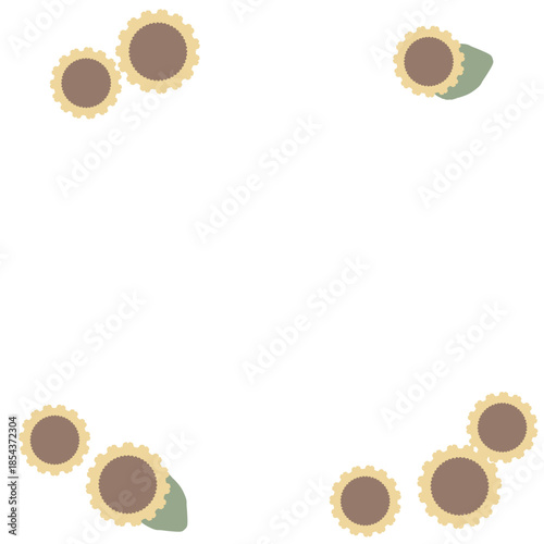 やさしい花の上下フレーム 幼稚園クラス名シリーズ｜ひまわり｜Gentle Floral Top and Bottom Frame for Kindergarten Class Name – Sunflower