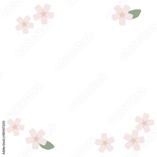 やさしい花の上下フレーム 幼稚園クラス名シリーズ｜桜｜Gentle Floral Top and Bottom Frame for Kindergarten Class Name – Cherry Blossom