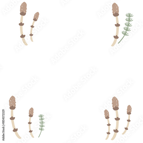 やさしい花の上下フレーム 幼稚園クラス名シリーズ｜つくし｜Gentle Floral Top and Bottom Frame for Kindergarten Class Name – Horsetail