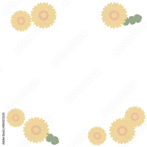 やさしい花の上下フレーム 幼稚園クラス名シリーズ｜たんぽぽ｜Gentle Floral Top and Bottom Frame for Kindergarten Class Name – Dandelion