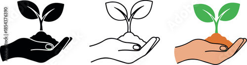 A hand carefully holds a small plant seedling, symbolizing new beginnings and environmental care
