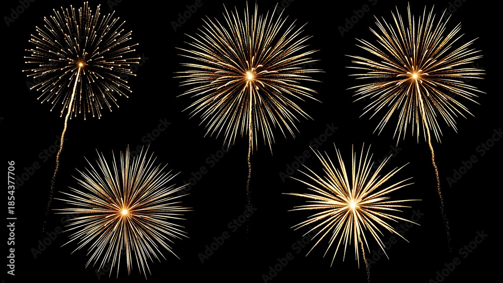 Fototapeta premium fireworks exploding in the night sky with vibrant orange and yellow sparks