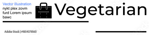 Food choice, vegetarian lifestyle, dietary preferences, minimal design, branding visuals, clean aesthetics. Vegetarian concept text with graphic icon. Vegetarian lifestyle and food choice concept