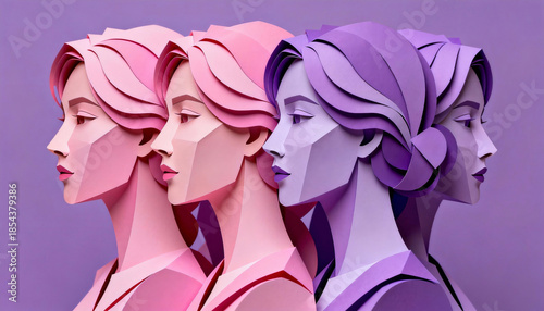 Abstract Female Figures in Gradient Pink and Purple