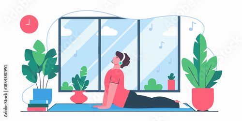 Serene Indoor Yoga Practice in a Bright, Minimalist Studio