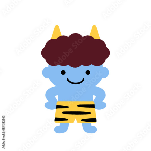 節分のかわいい青鬼キャラクターイラスト｜子ども向け日本行事のシンプルデザイン