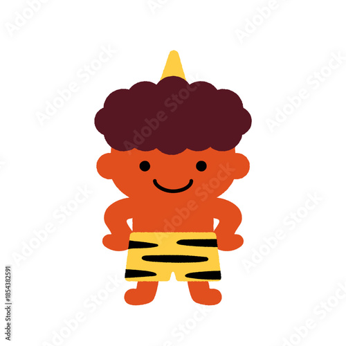 節分のかわいい赤鬼キャラクターイラスト｜子ども向け日本行事のシンプルデザイン
