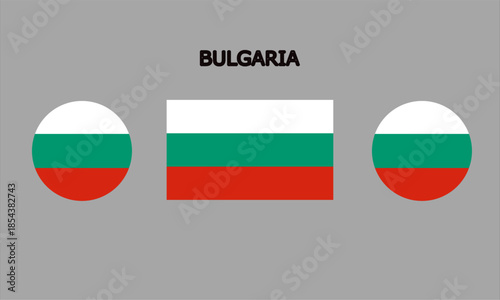 Flag of Bulgaria country in high quality (rectangle and circle shape)