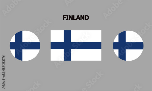 Flag of Finland country in high quality (rectangle and circle shape)