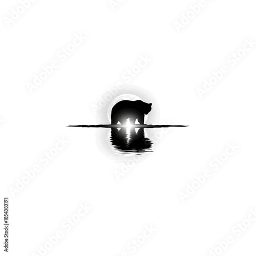 Arctic Bear Reflection Silhouette