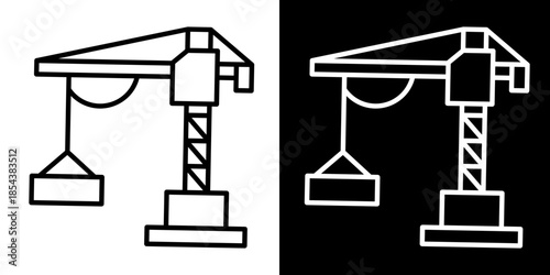 Crane Icon Set White Style Collection