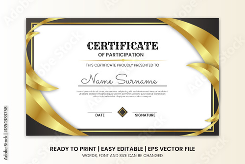 simple gold luxury vintage certificate design template vector