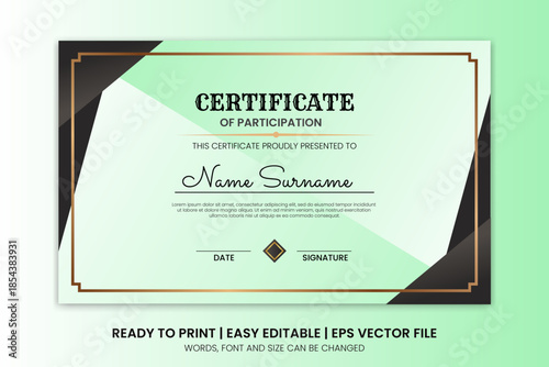simple gold luxury vintage certificate design template vector