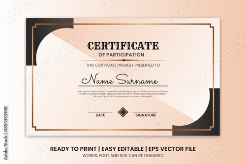 simple gold luxury vintage certificate design template vector