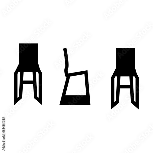 set of office chairs table glyph icon vector