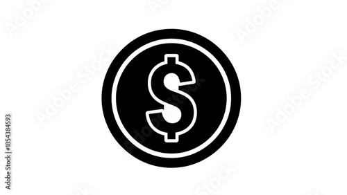 Dollar Coin Currency Icon Silhouette for Finance and Business.