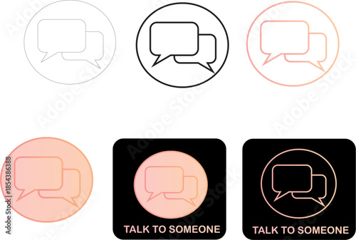 Minimalist communication icons promoting mental wellness and social connection, ideal for applications and platforms encouraging open dialogue and empathetic support systems