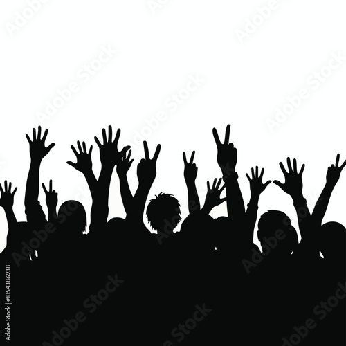 Silhouettes of People Raising Hands in Victory.
