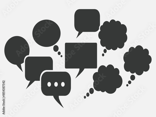 Speech bubbles set chat message icons cloud shapes.