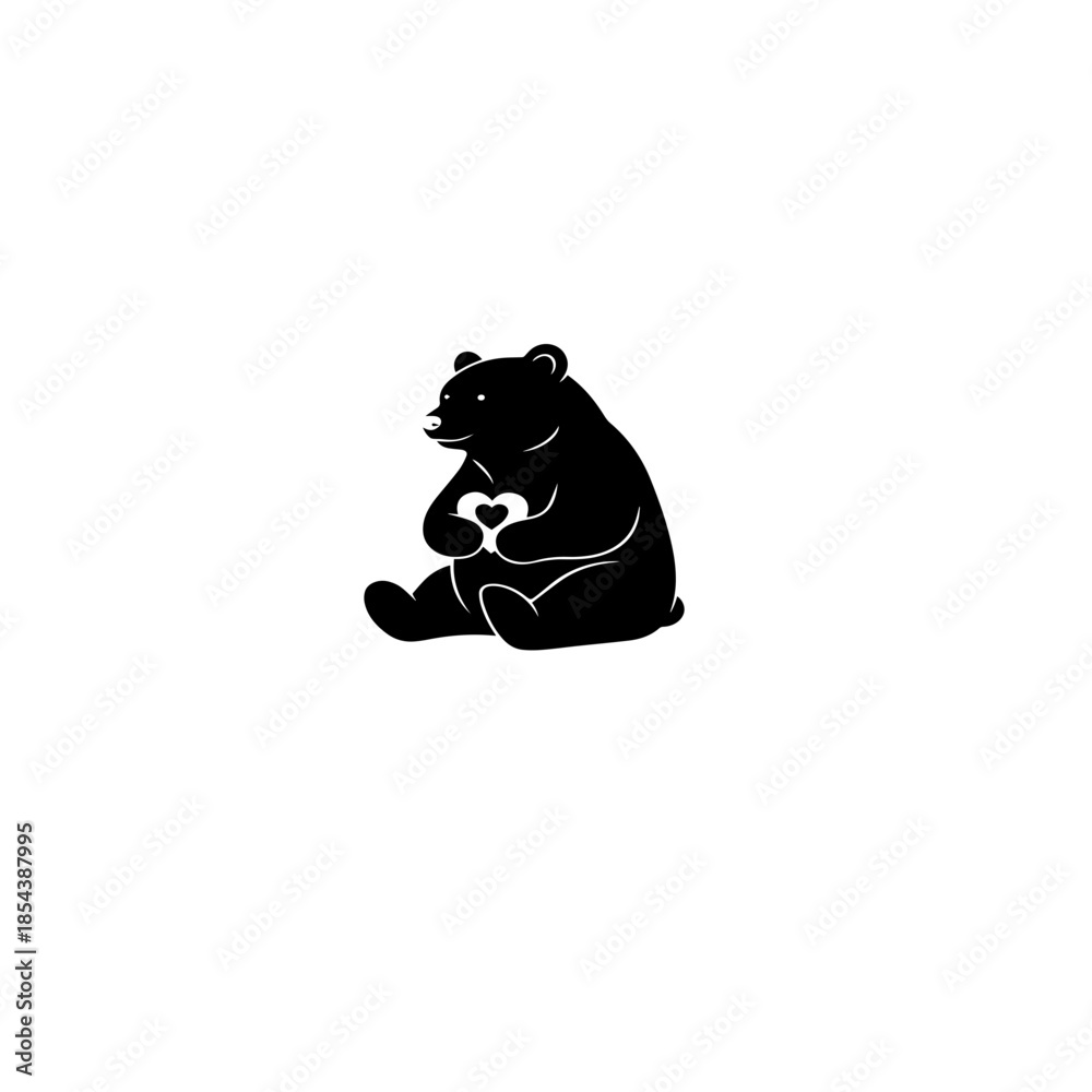 Obraz premium Bear holding a heart