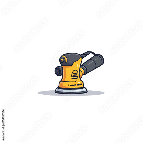 Illustrated orbital sander image depicting woodworking equipment and tools for professional