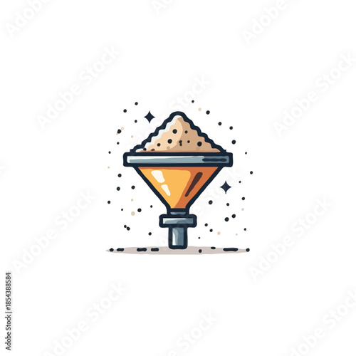 Illustration of a funnel converting materials conveying process refinement transformation