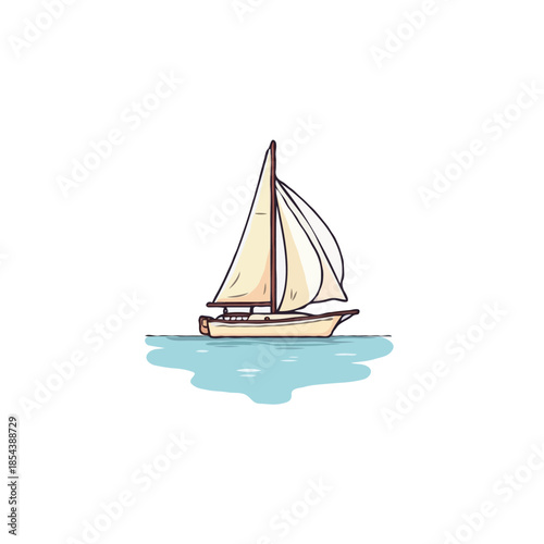 Serene voyage: a tranquil sailing boat gracefully gliding across calm waters with billowing sails