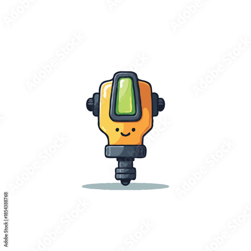 Smiling measurement device illustration with friendly face offering a modern and playful take on