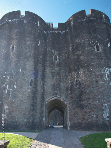 Wales, UK - October 6, 2025: Caerphilly Castle, the biggest castle in Wales
