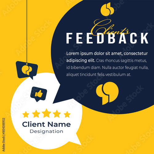 Client or customer review testimonial social media post. Customer or client service feedback review post design template