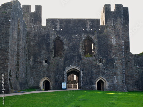 Wales, UK - October 6, 2025: Caerphilly Castle, the biggest castle in Wales
