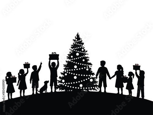 14Minimalist abstract christmas tree silhouette against a dark black background creating a mysterious festive atmosphere_traced