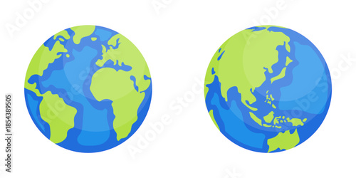 two Flat style globe design