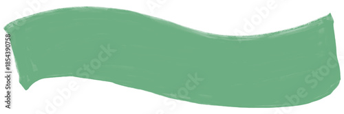 An artistic organic paint brushstroke creating a gentle wavy ribbon banner in a soothing green hue, perfect for adding a fluid, natural design element to various creative projects and layouts