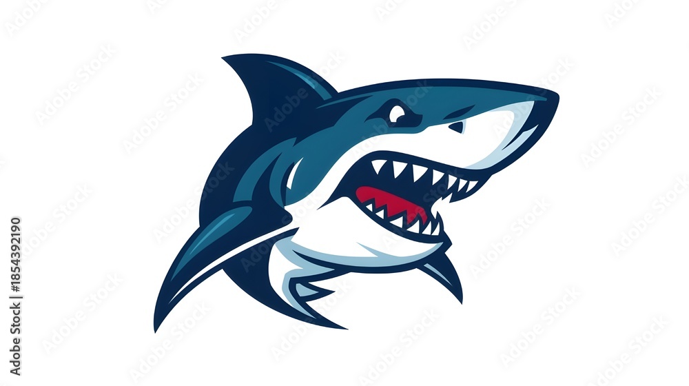 Fototapeta premium Predatory great white shark vector illustration on white background.