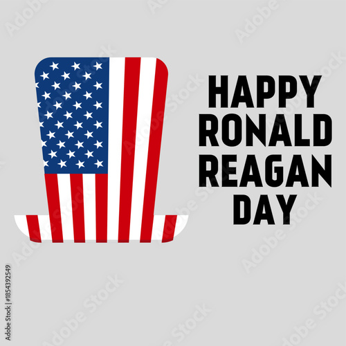 Background design Illustration of the text "Ronald Reagan Day" California, United States. Suitable for posters, covers, web, and social media banners.