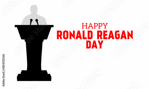 Ronald Reagan Day, California, USA. A flat-style vector background with a Ronald Reagan Day theme. Suitable for posters, covers, websites, and social media banners.