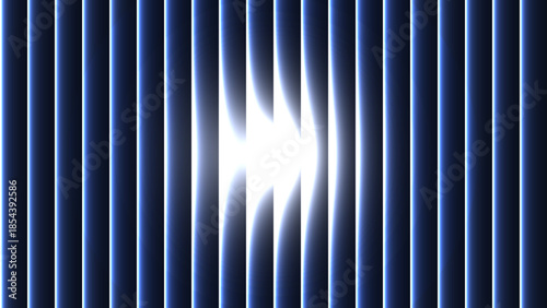 Vertical Glowing Distorted Blue Line on Dark Background, Vector Illustration