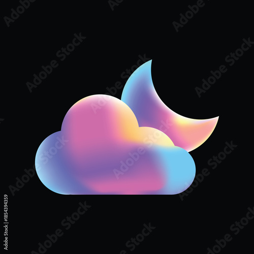 Abstract 3D Gradient Mesh Shape with Wireframe Effect