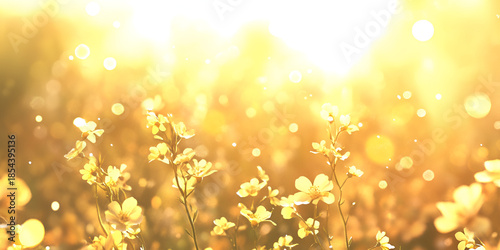 Golden Wildflowers in Sunlight with Soft Bokeh Background