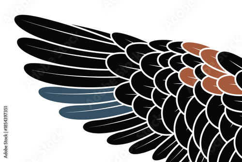 Stylized Avian Wing with Layered Feathers, freedom concept