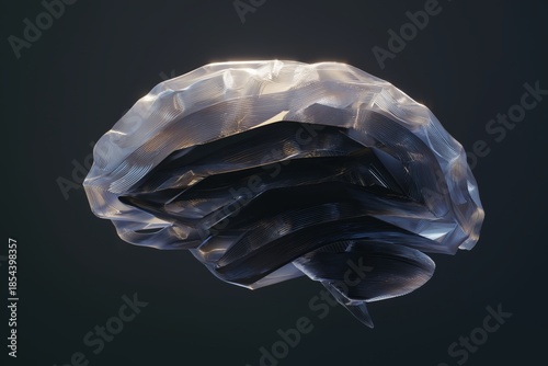 Human brain visualizing artificial intelligence concepts and technology, creating a transparent, layered digital representation of intelligence and thinking in a scientific context