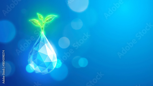 Eco Friendly Geometric Water Drop with Green Growth