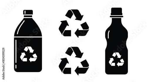 Plastic bottles and recycling symbols a visual representation of sustainable practices