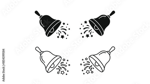 Festive celebration with ringing bells and sparkling star confetti design