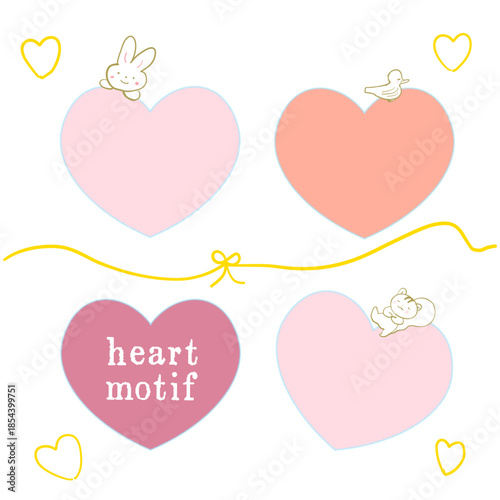 ハート型メッセージカード イラストセット / 
Heart message card illustration set