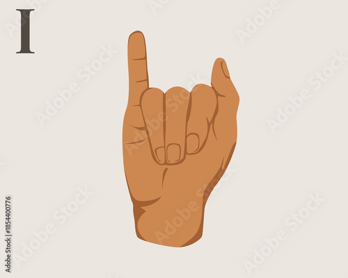 Hand Sign Language Letter I Vector. American Sign Language ASL Alphabet Vector. Editable Vector