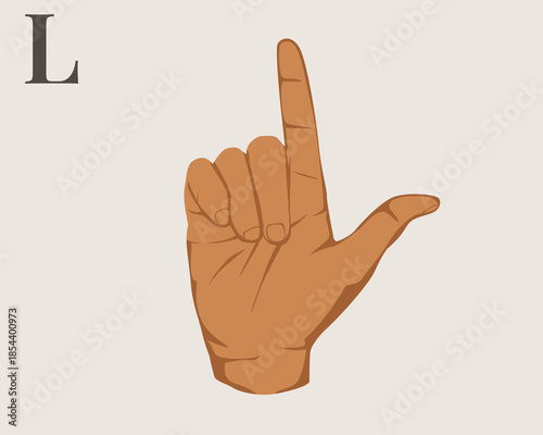 Hand Sign Language Letter L Vector. American Sign Language ASL Alphabet Vector. Editable Vector