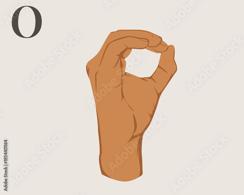 Hand Sign Language Letter O Vector. American Sign Language ASL Alphabet Vector. Editable Vector
