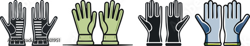 Garden gloves icon bold line art simple silhouette smooth contours minimal protective equipment illustration